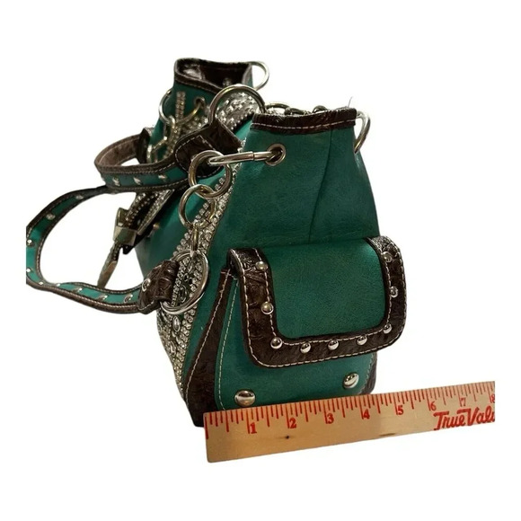 Ladies Western Bling Concealed Carry Turquoise Green Purse - Picture 10 of 16